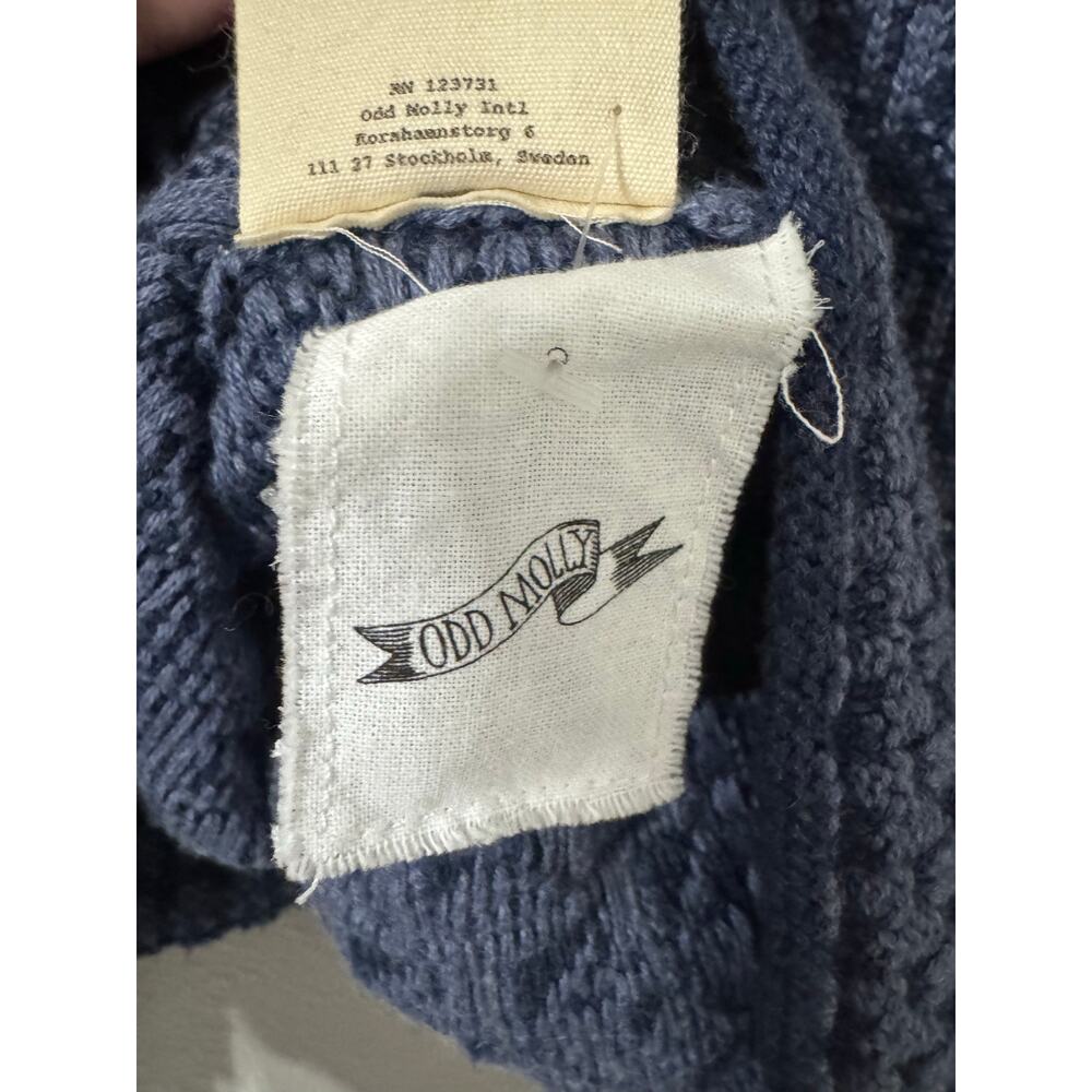 Odd Molly Blue V-Neck Snap Front Knit Cardigan Size 1 US Small/ 6 - Picture 4 of 10